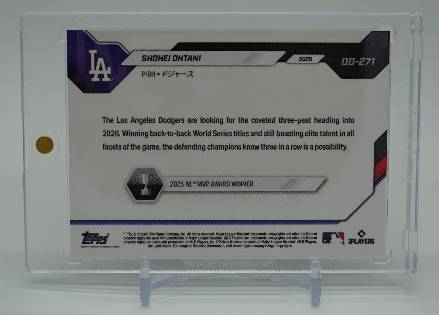 大谷翔平「ドジャース」日本語表記パラレル 2026 Topps NOW Road To Opening Day Japan Edition #OD-271 PR 4,693 Topps Japan限定