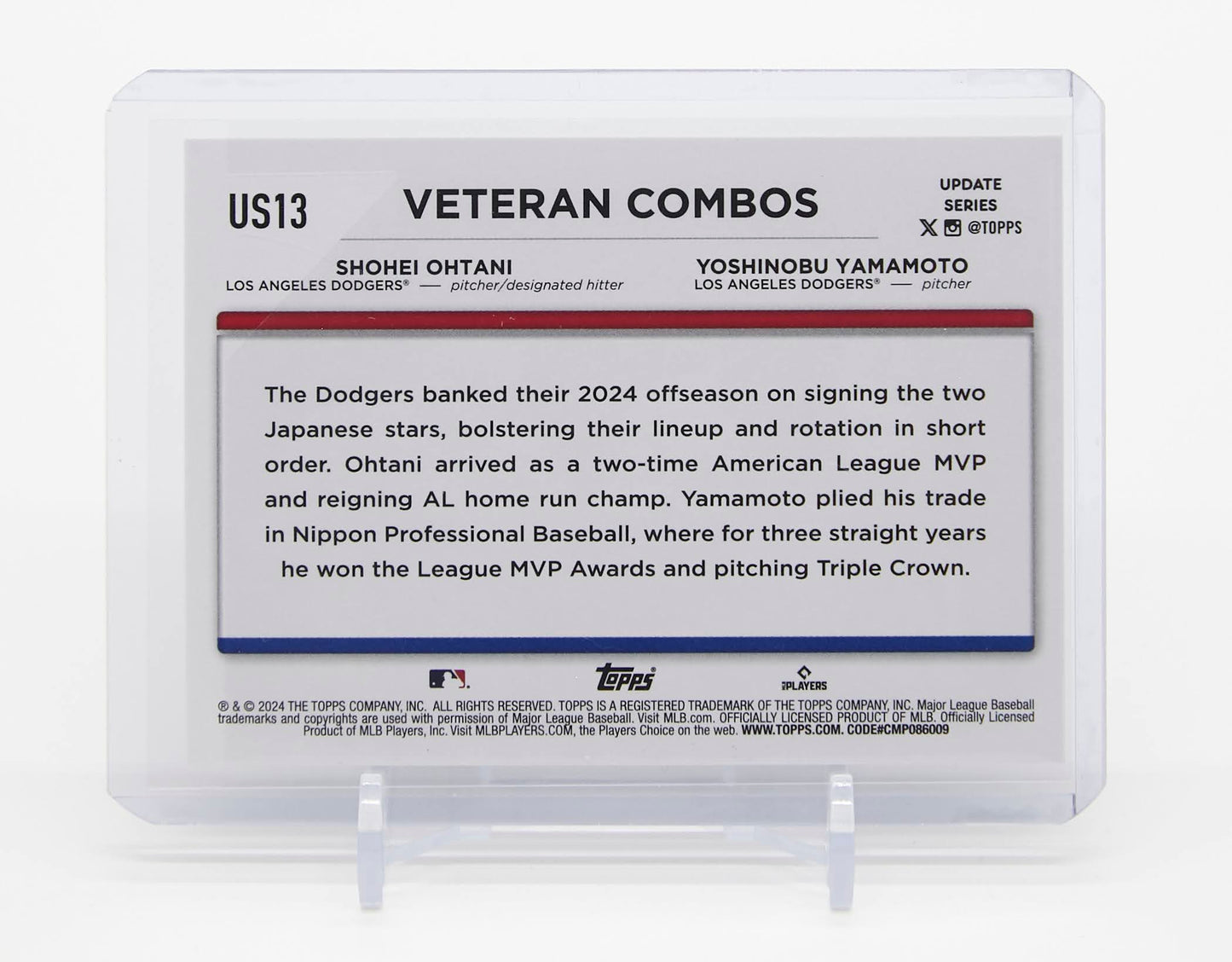 大谷翔平・山本由伸 2024 Topps Update #US13 Shohei Ohtani/Yoshinobu Yamamoto
