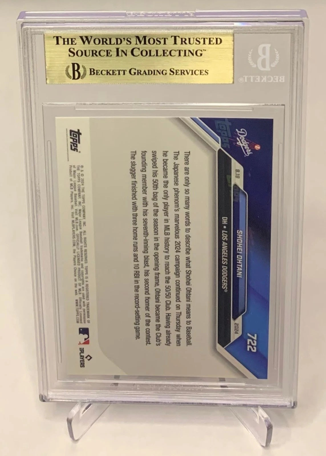 【BGS 9.5 GEM MINT ゴールドラベル】大谷翔平 MLB史上初「50/50」達成記念カード 2024 Topps NOW #722 Shohei Ohtani